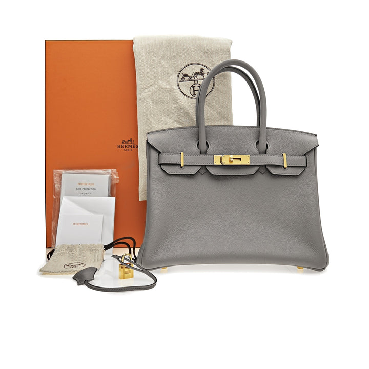 Top quality Hermes Birkin 30 Gris Togo Leather Gold Hardware
