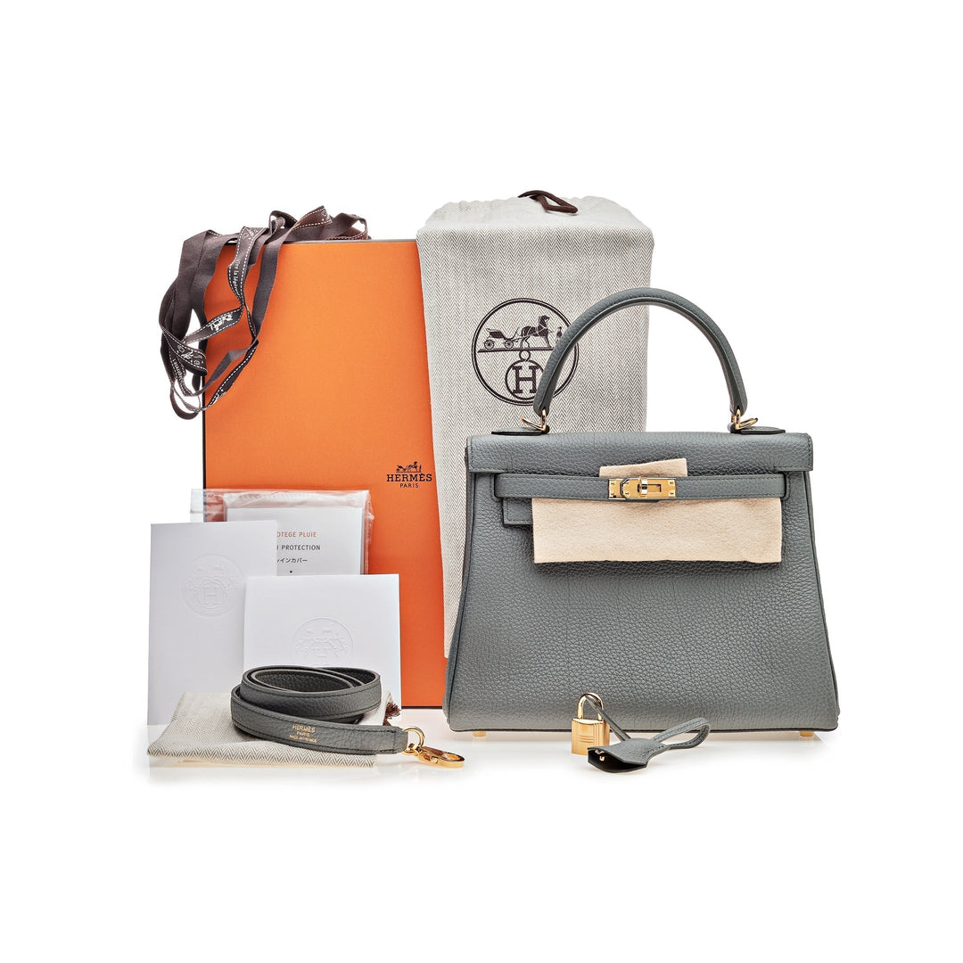 Top quality Hermes Kelly Retourne 25 Veau Togo 63 Vert Amande Gold Hardware