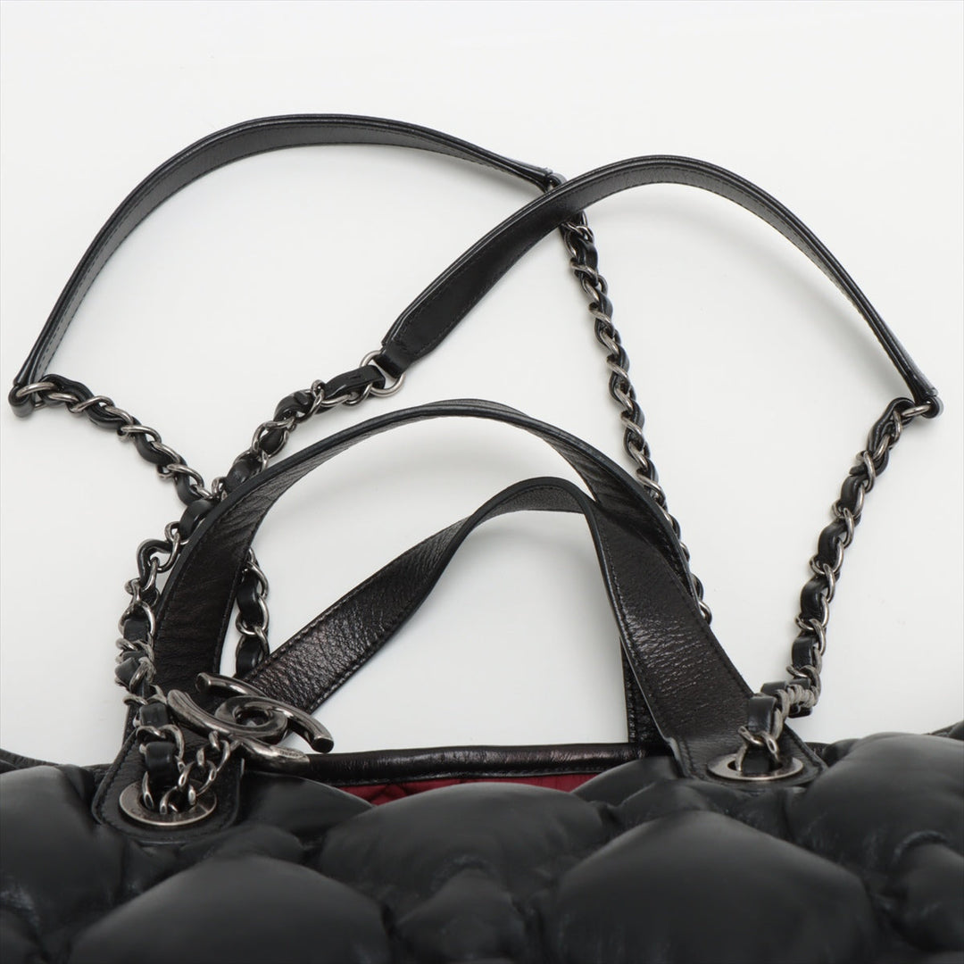 Top Quality Chanel Bubble Kilt Leather Chain Top Bag Black Gummetal Gold  23rd