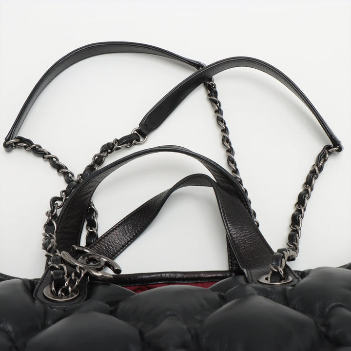 Top Quality Chanel Bubble Kilt Leather Chain Top Bag Black Gummetal Gold  23rd