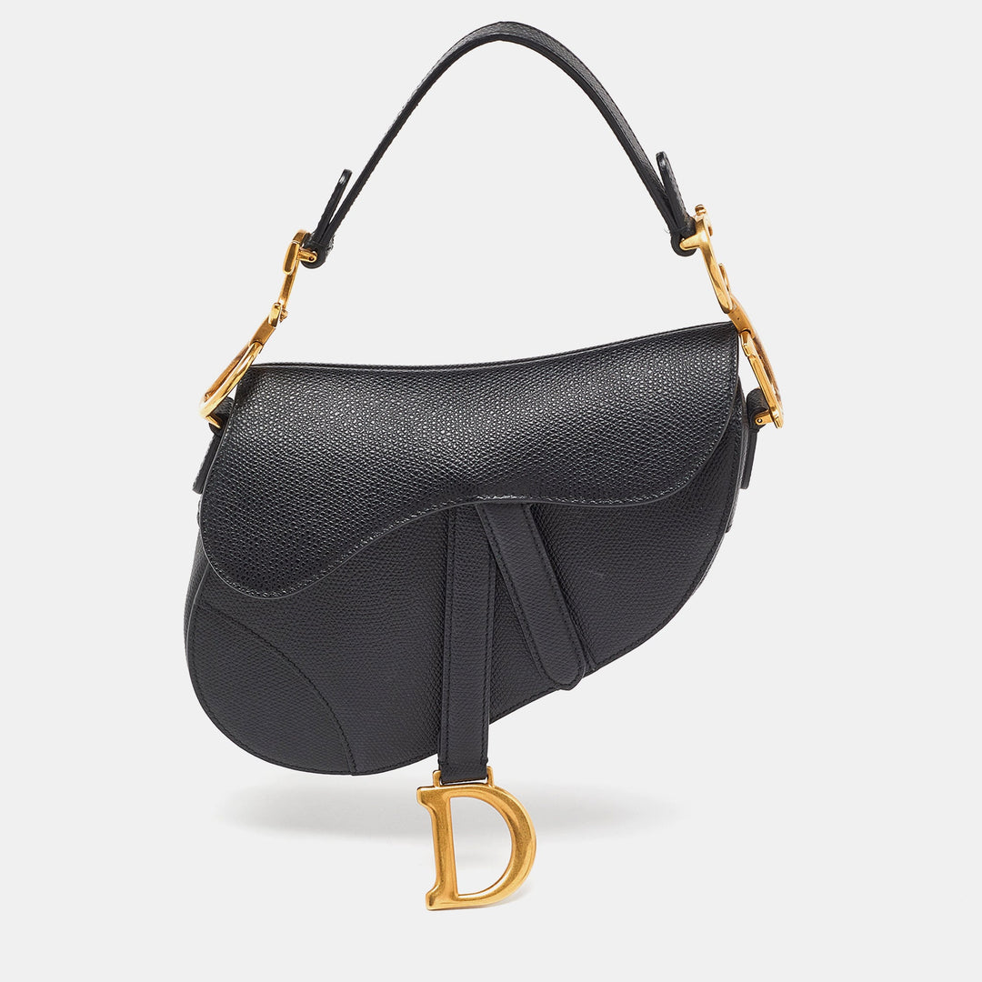 Top quality Dior Black Leather Mini Saddle Bag
