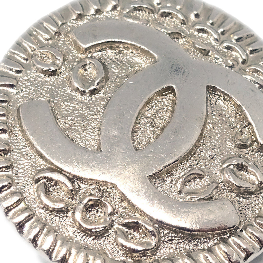 Top Quality Chanel Button Earrings Clip-On Silver 97P