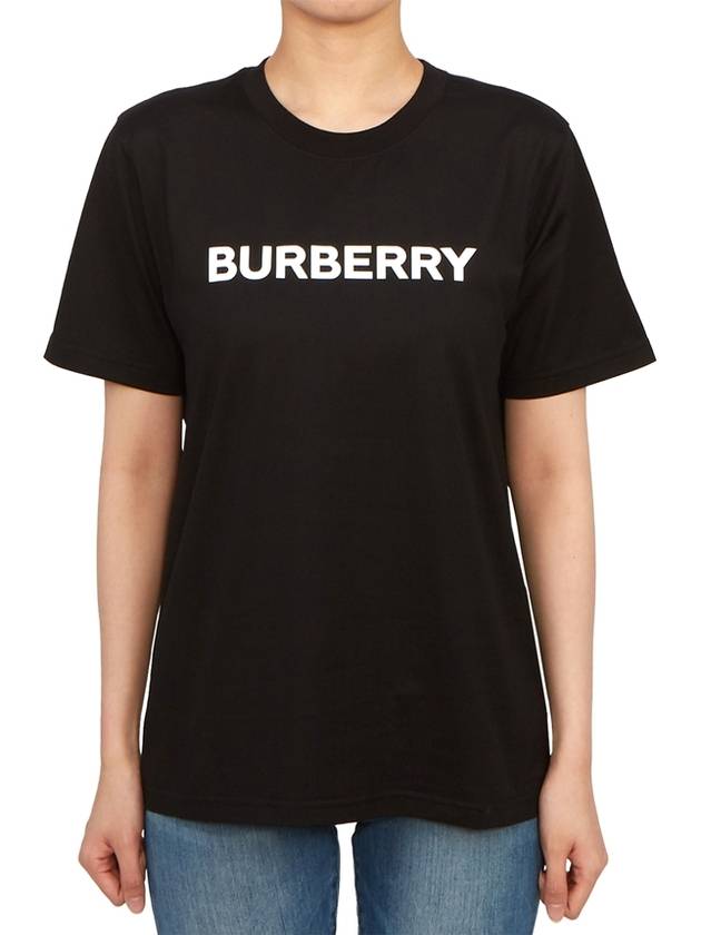 Burberry Logo Print Crew Neck Cotton Short Sleeve T-Shirt Black