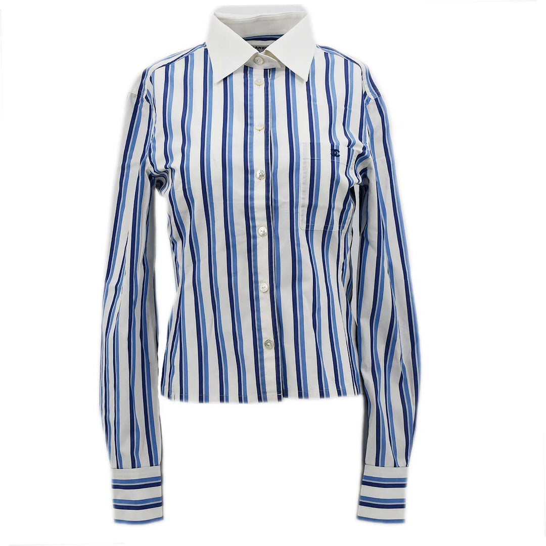 Top Quality Chanel Shirt Blouse White Blue