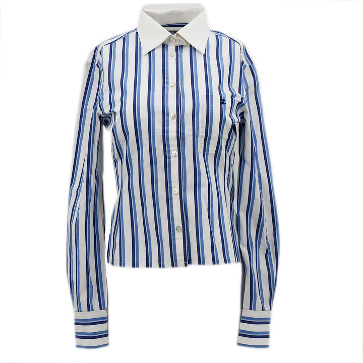 Top Quality Chanel Shirt Blouse White Blue