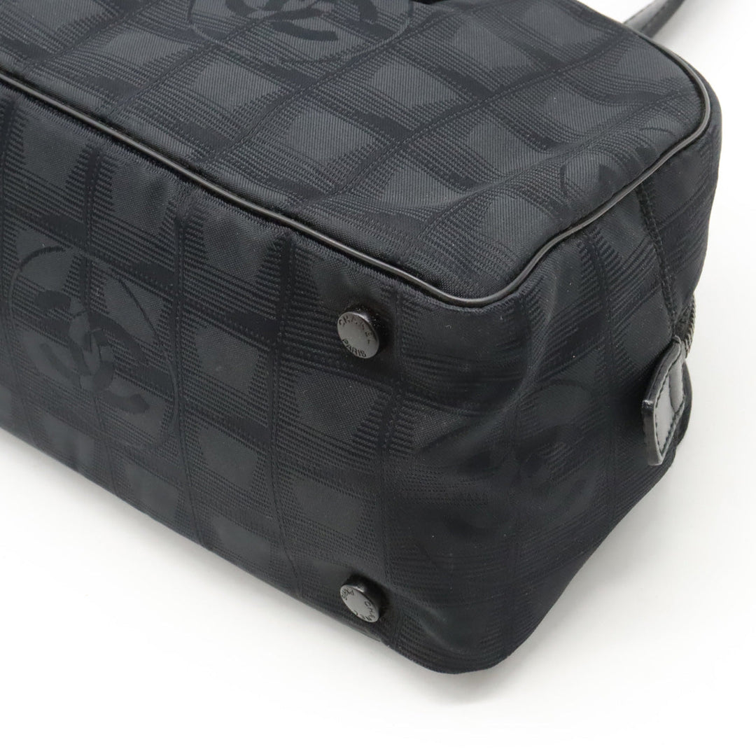 Top Quality Chanel New Label Line Mini Boston Bag Nylon Jaguar Black Black A15828