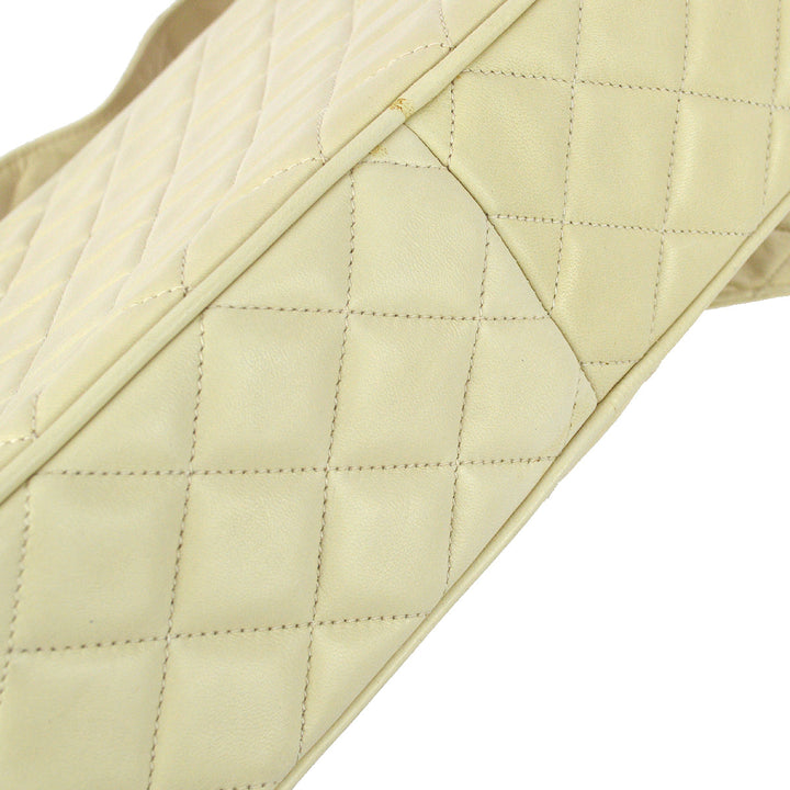Top Quality Chanel 1989-1991 Ivory Lambskin Camera Bag Large