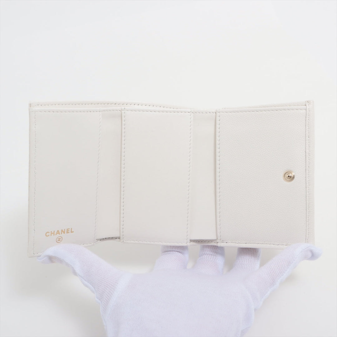 Top Quality Chanel Matrasse Caviar S Compact Wallet White Gold  Random