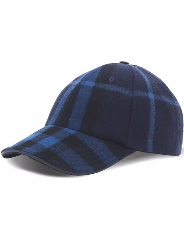 Burberry Check Pattern Wool Ball Cap Blue
