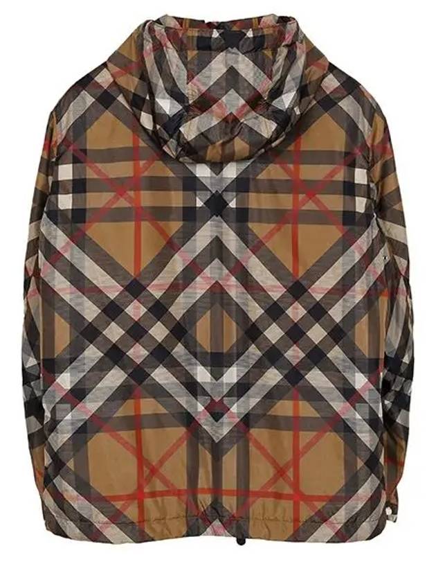 Burberry Layered Check Nylon Hooded Jacket Archive Beige
