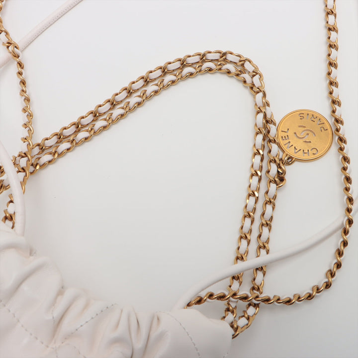 Top Quality Chanel 22 Mini Leather Chain Shoulder Bag White G  AS3980