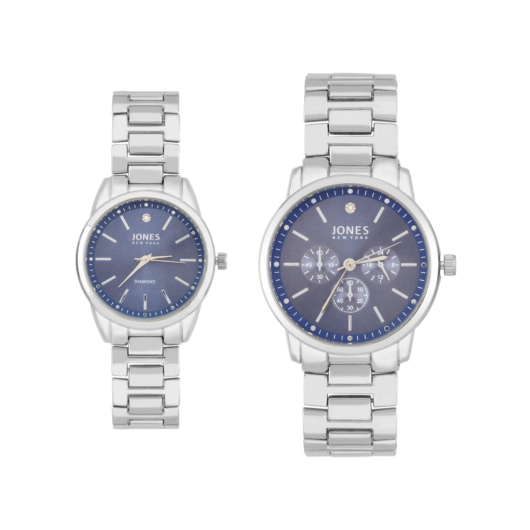 Jones New York Unisex Blue/Silver His & Hers Watch Set