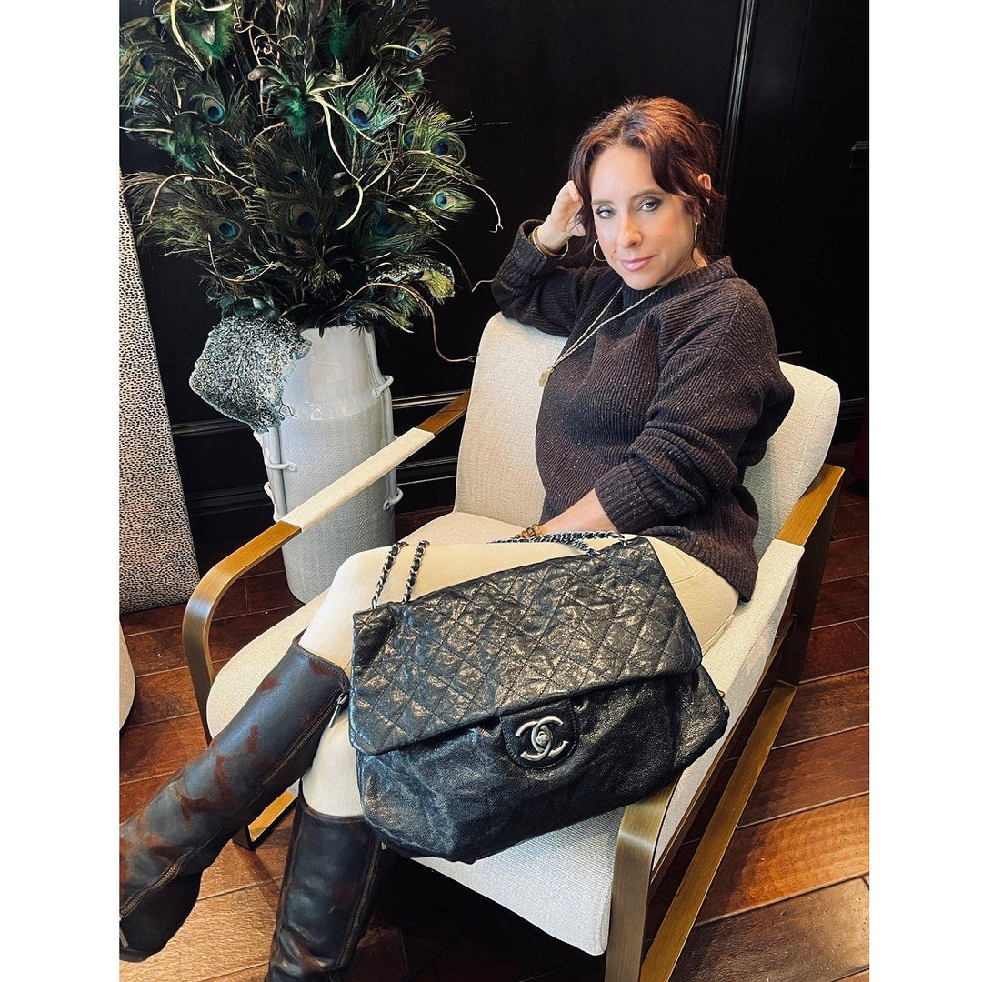 Top Quality Chanel Elastic CC Flap Bag Glazed Caviar Hobo Shoulder Bag