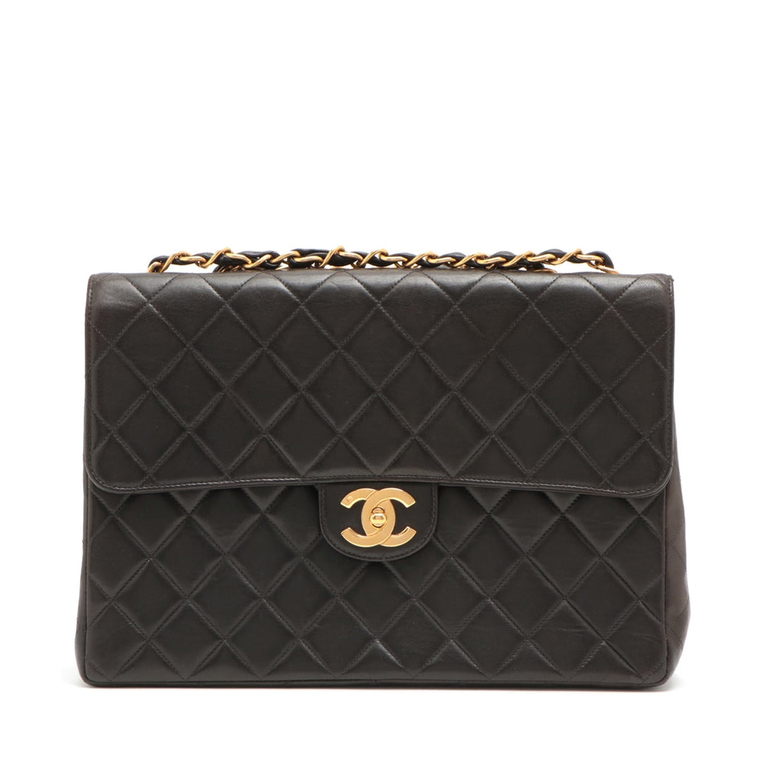 Top Quality Chanel DECAMATRASE Lambskinkin Single Flap Double Chain Bag Black Gold  4th