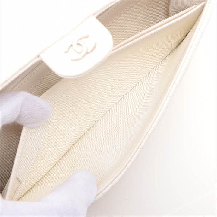 Top Quality Chanel Matrasse Caviar S Wallet White Silver Gold