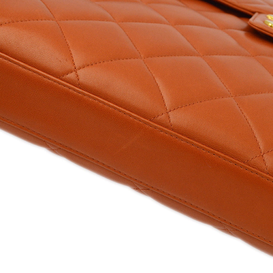 Top Quality Chanel Orange Lambskin Briefcase Business Handbag