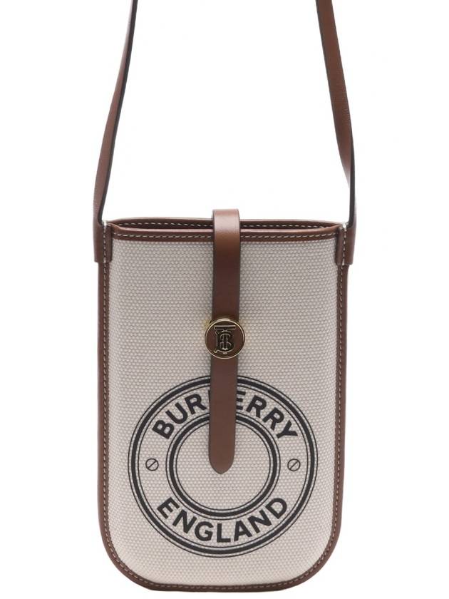Burberry TB Logo Canvas Leather Phone Holder Mini Bag White