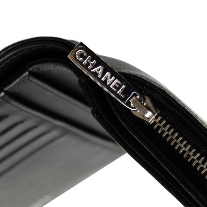 Top Quality Chanel Double Folded Wallet Caviar Skin Black Lady Frog