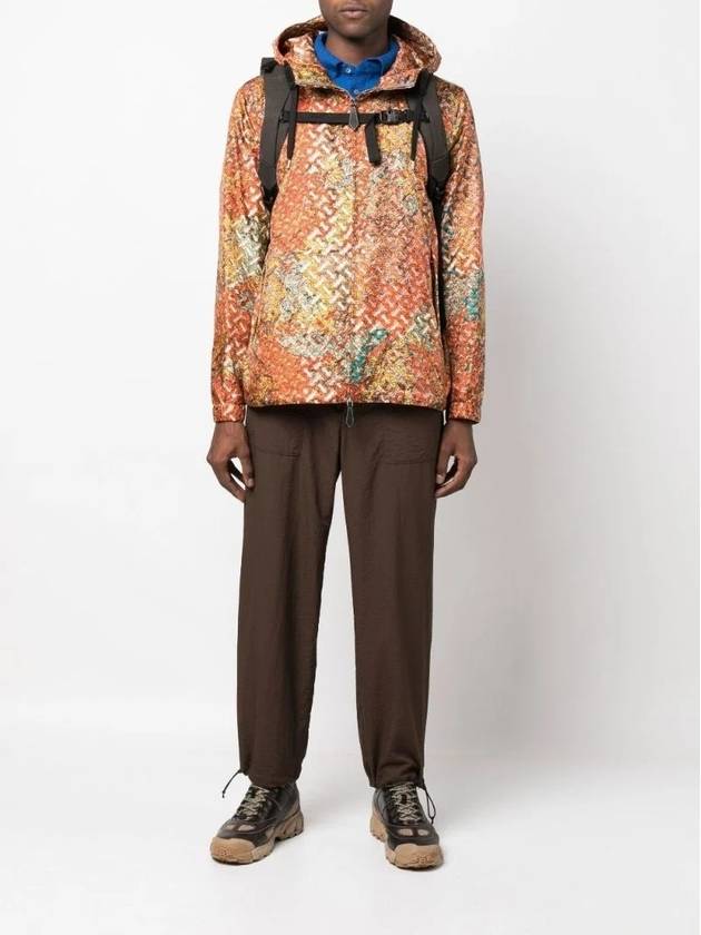 Burberry Printed Silk Hooded Jacket Orange