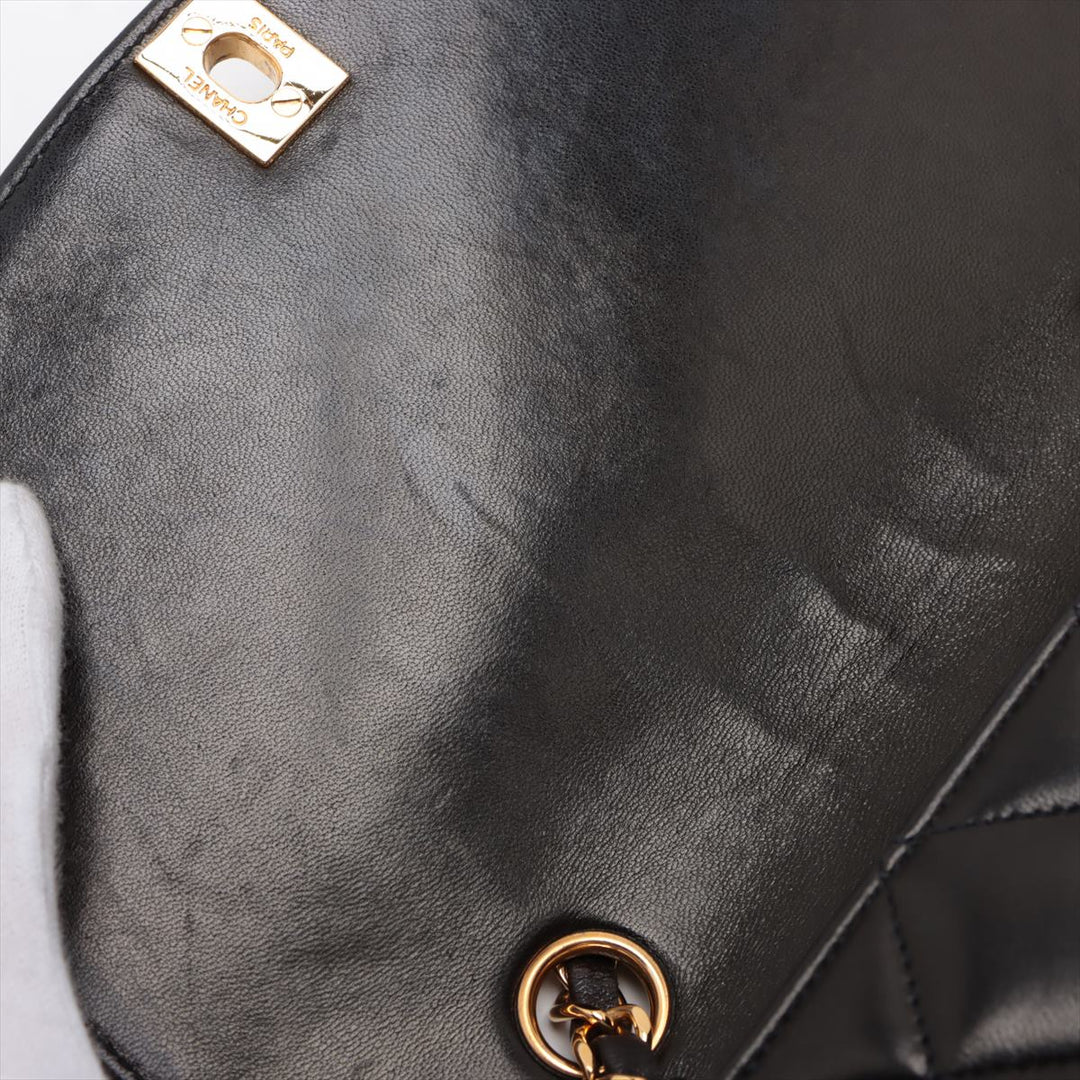 Top Quality Chanel Matrasse  Single Flap Single Chain Bag Diamond Flat Black Gold  2nd Turn-Lock Speech