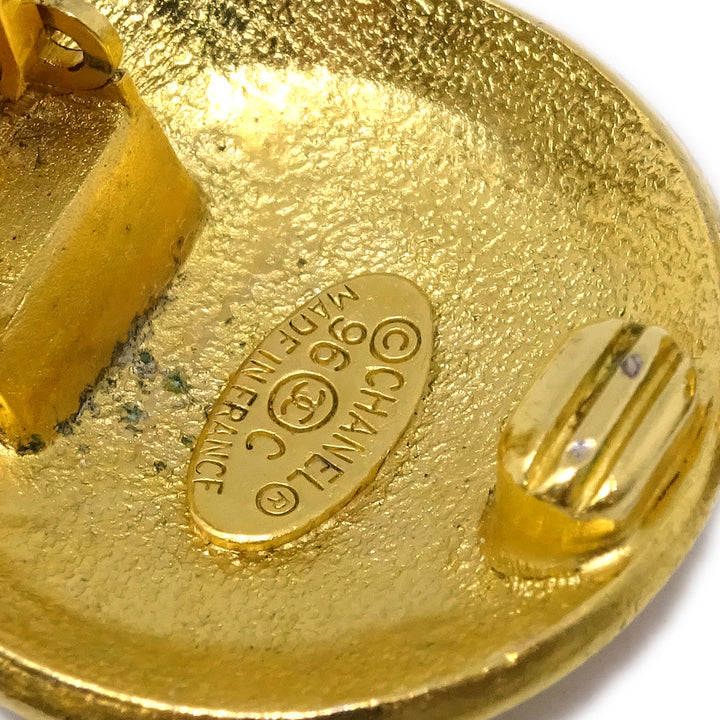 Top Quality Chanel Button Earrings Gold Clip-On 96C