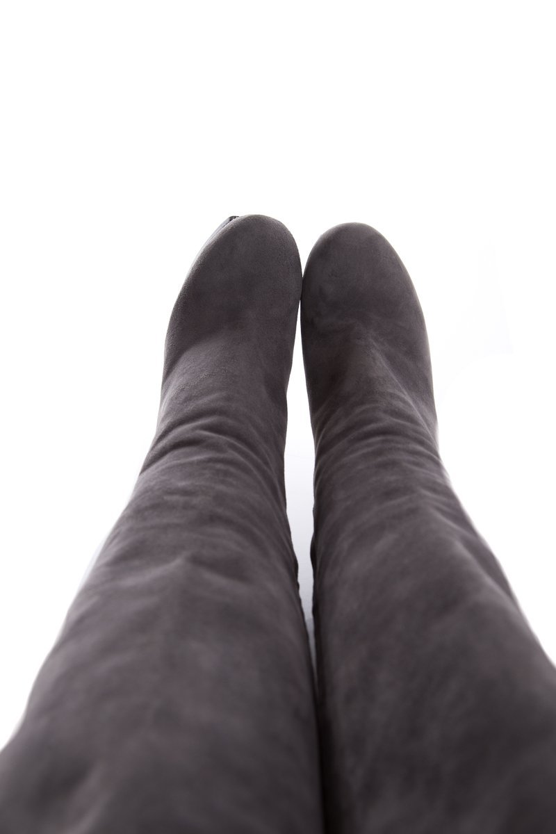 Yves Saint Laurent Grey Suede Knee-High Boots SZ 39