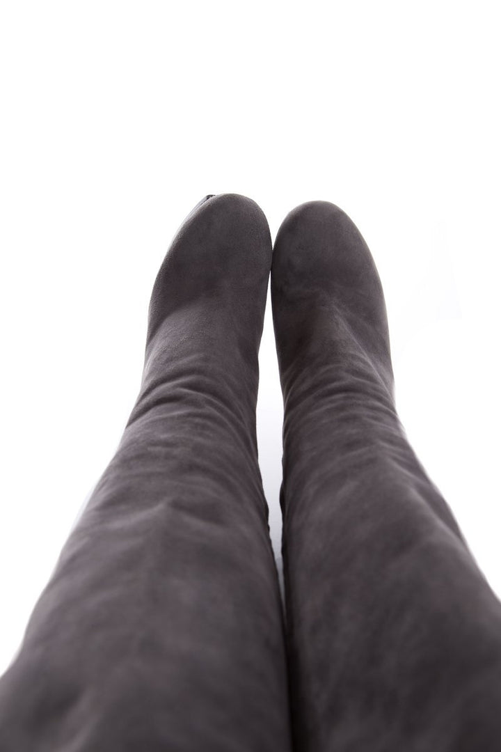 Yves Saint Laurent Grey Suede Knee-High Boots SZ 39