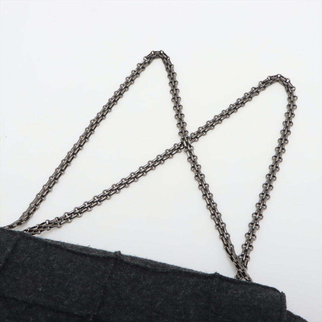 Top Quality Chanel Chocolate Bar Wool Single Flap Double Chain Bag 2.55 Black Silver Gold  5th