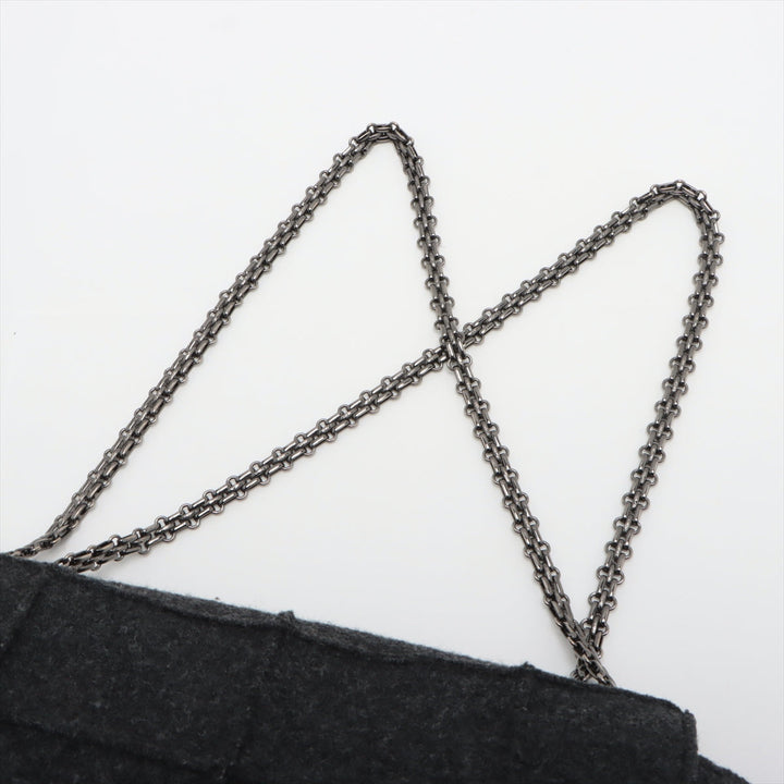Top Quality Chanel Chocolate Bar Wool Single Flap Double Chain Bag 2.55 Black Silver Gold  5th