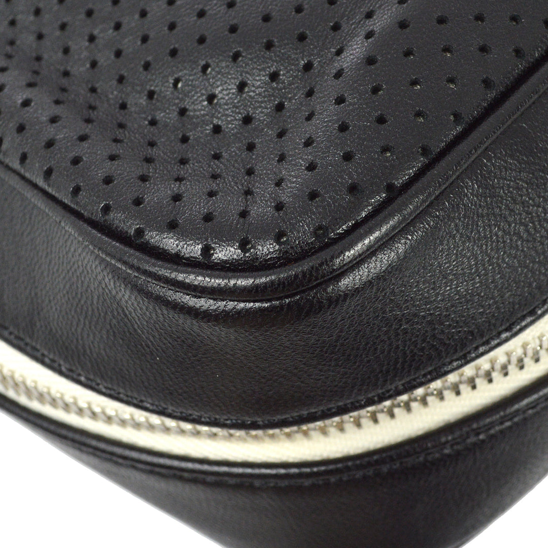 Top Quality Chanel 2008-2009 Black Perforated Lambskin Flap Shoulder Bag
