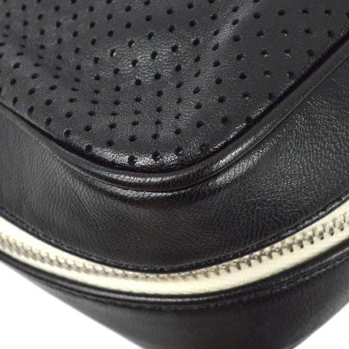 Top Quality Chanel 2008-2009 Black Perforated Lambskin Flap Shoulder Bag