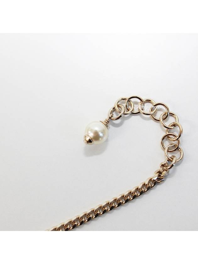 CC Heart Crystal Pendant Bracelet Gold Chanel