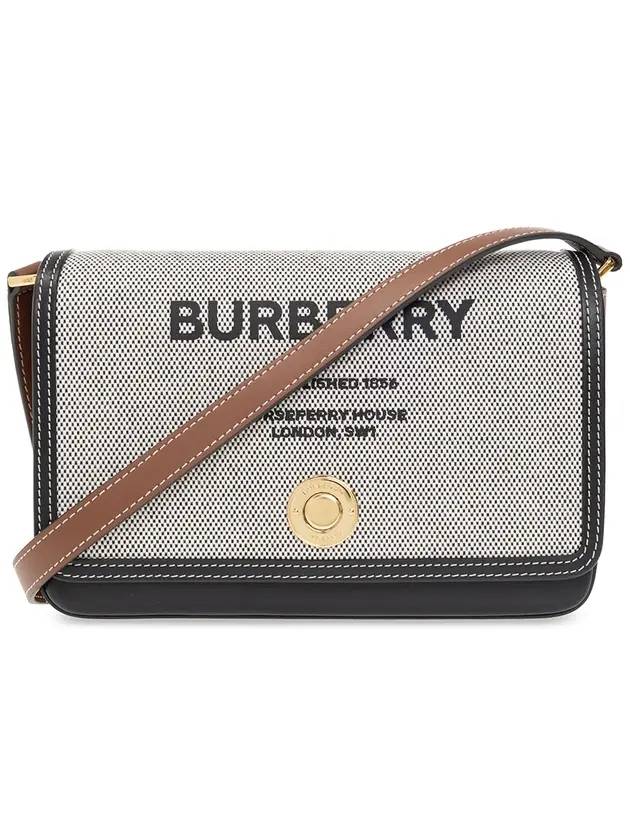 Burberry Horseferry Print Cotton Canvas Leather Cross Bag Black