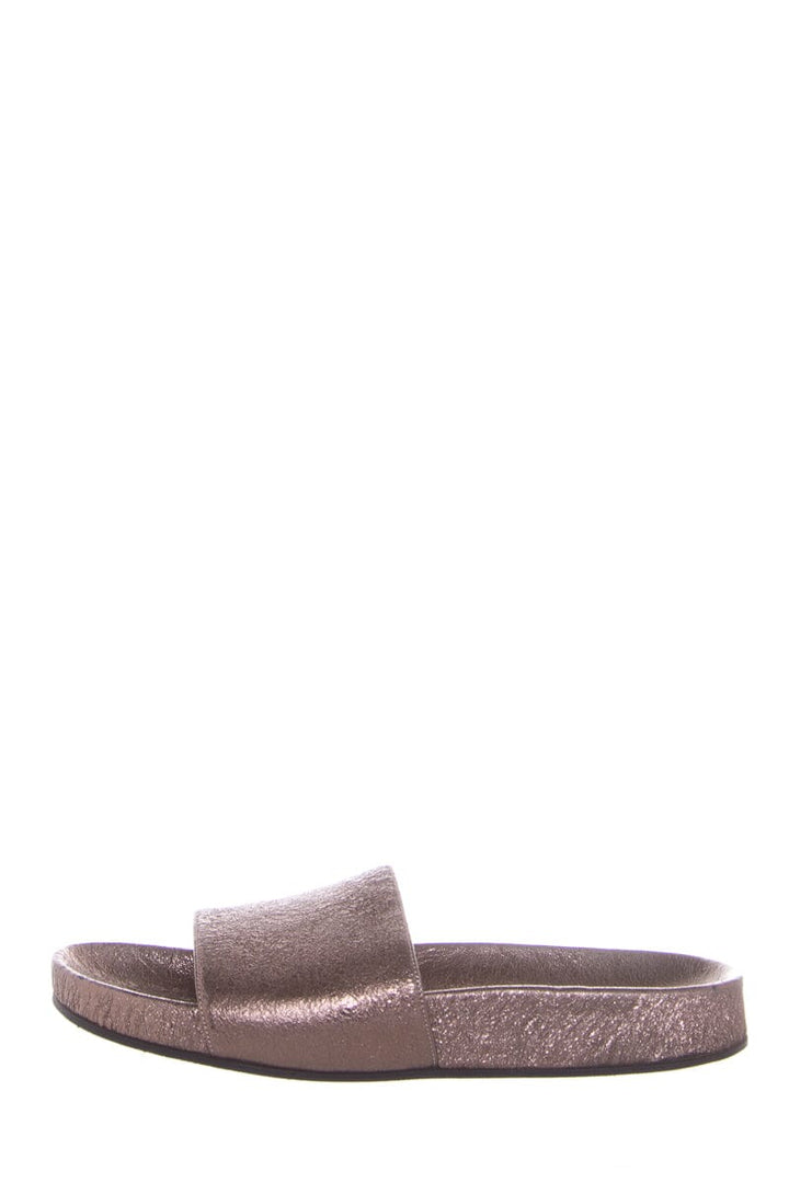 Fabiana Filippi Silver Crackle Leather Slides SZ 38
