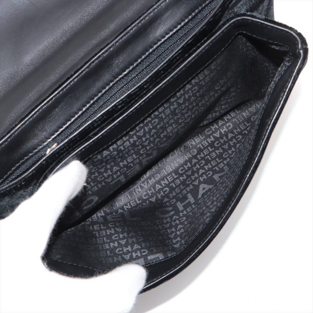 Top Quality Chanel Camelia Belbet X Leather Chain Shoulder Bag Black Silver G