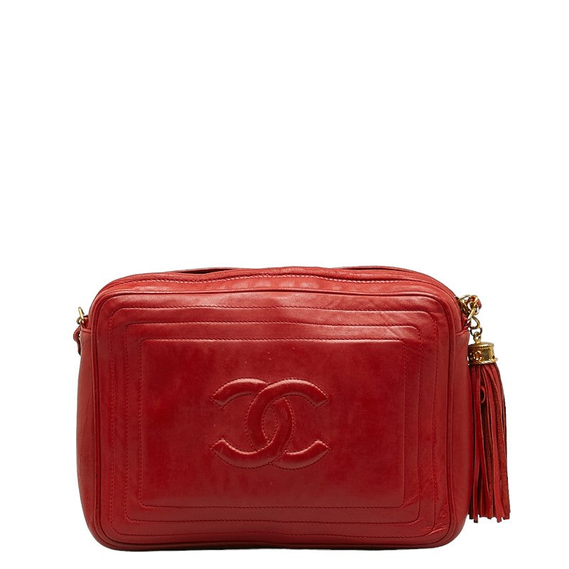 Top Quality Chanel Cocomark Tassel Chain  Shoulder Bag Red Leather  CHANEL