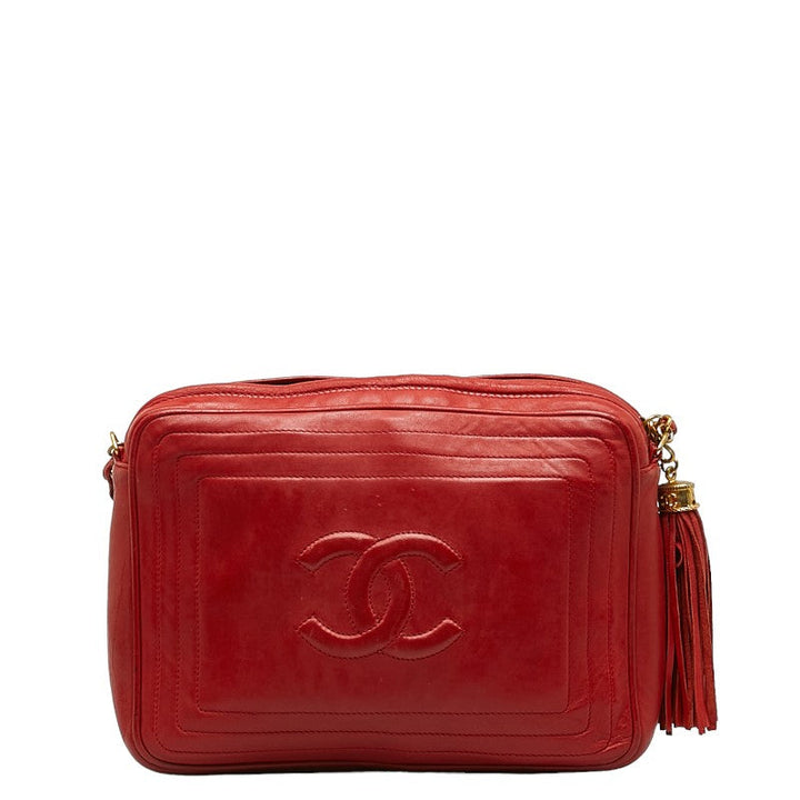 Top Quality Chanel Cocomark Tassel Chain  Shoulder Bag Red Leather  CHANEL