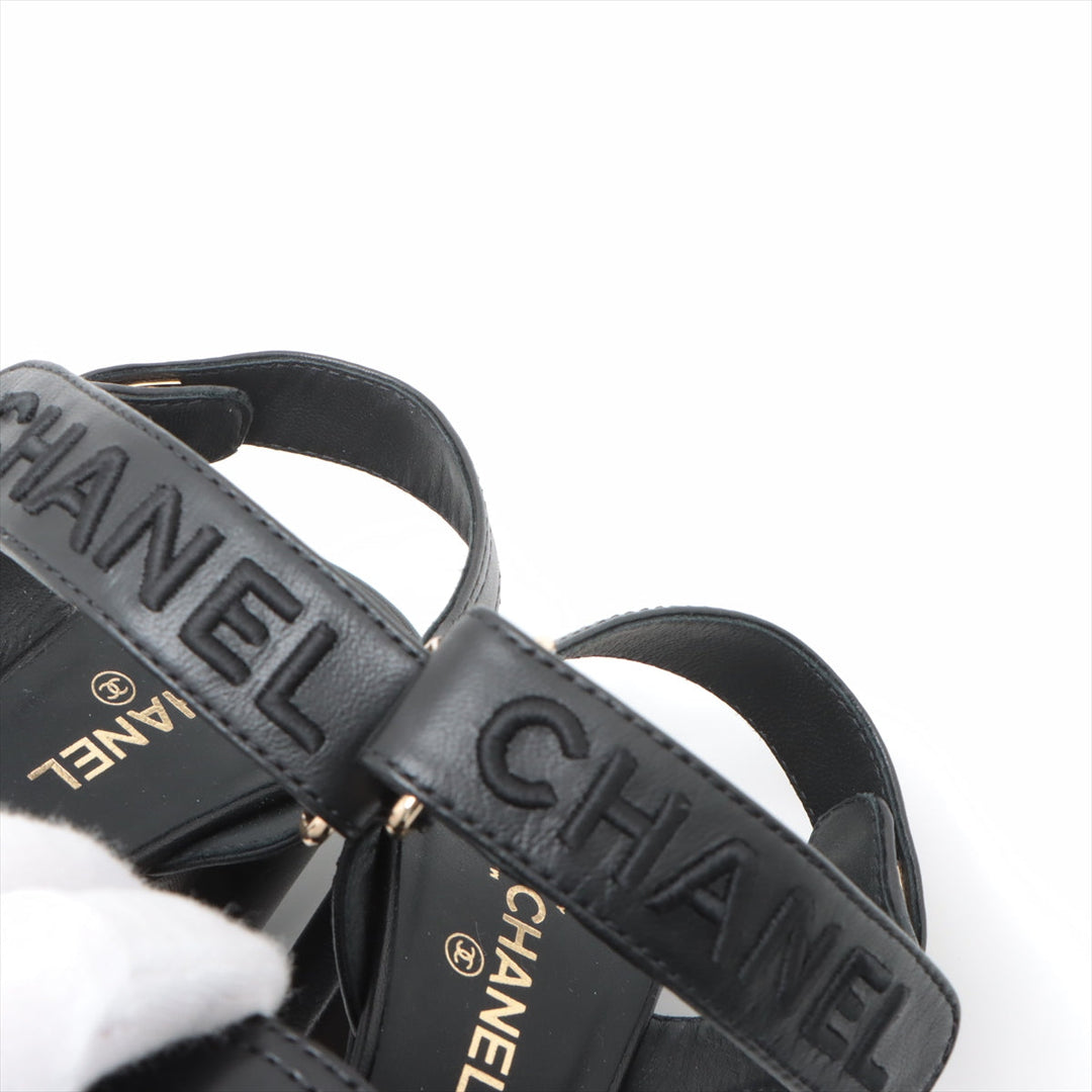 Top Quality Chanel Coco 22SS Leather Sandal 35.5C  Black G37387 Turn-Lock