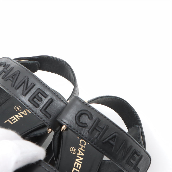 Top Quality Chanel Coco 22SS Leather Sandal 35.5C  Black G37387 Turn-Lock