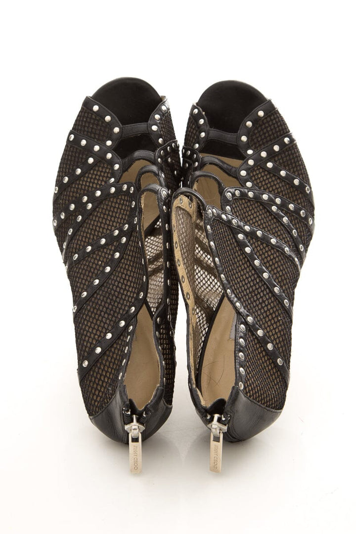 Jimmy Choo KARINA Mesh Studded Black Heels SZ 39.5