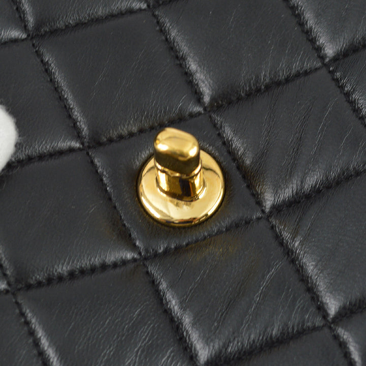 Top Quality Chanel Black Lambskin Double Sided Classic Flap Shoulder Bag