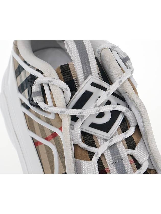 Top Quality Burberry Men's Vintage Check Cotton Leather Arthur Low Top Sneakers Beige