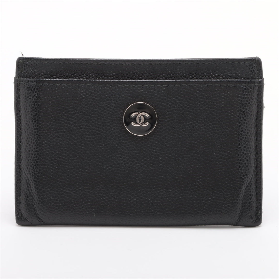 Top Quality Chanel Coconut Button Caviar S Card Case Black Silver Gold