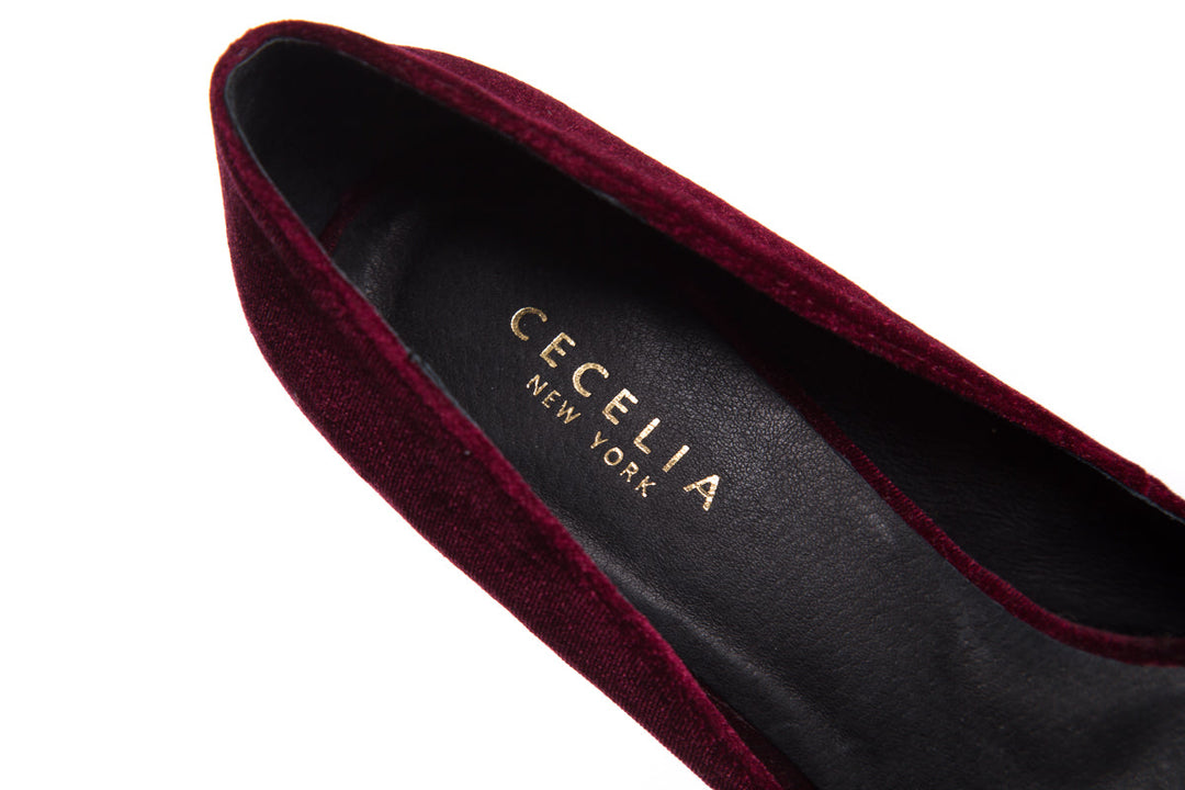 Cecilia Burgundy Velvet Pointed-Toe Heels SZ 8