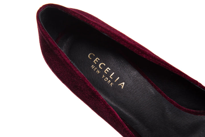 Cecilia Burgundy Velvet Pointed-Toe Heels SZ 8