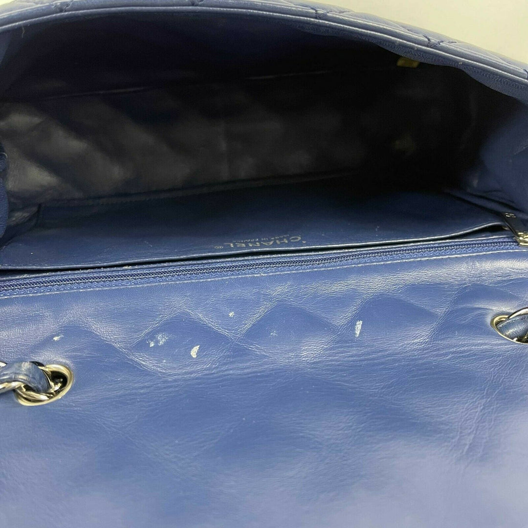 Chanel - Classic 08 Single New Bag - Blue Quilted Lambskin Maxi Shoulder Bag