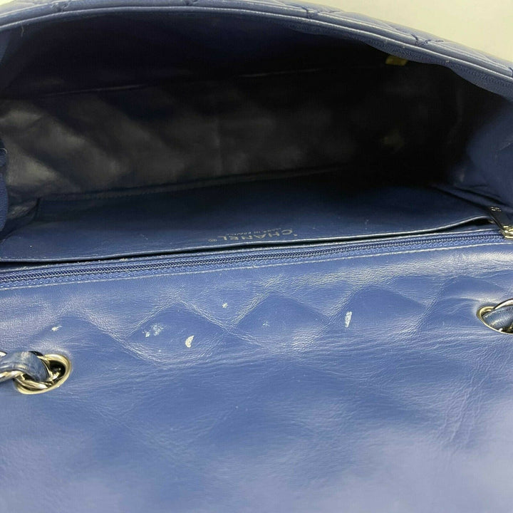 Chanel - Classic 08 Single New Bag - Blue Quilted Lambskin Maxi Shoulder Bag