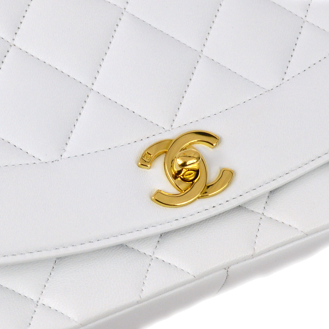 Top Quality Chanel White Lambskin Medium Diana Chain Shoulder Bag