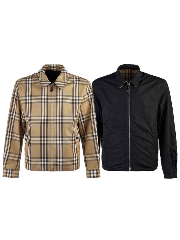 Burberry Check Print Reversible Zip-Up Jacket Truffle Beige