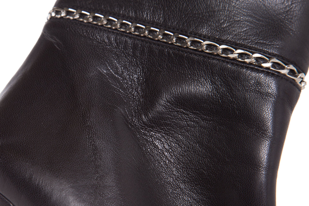 Stuart Weitzman Black Platform Chain Detail Booties SZ 6